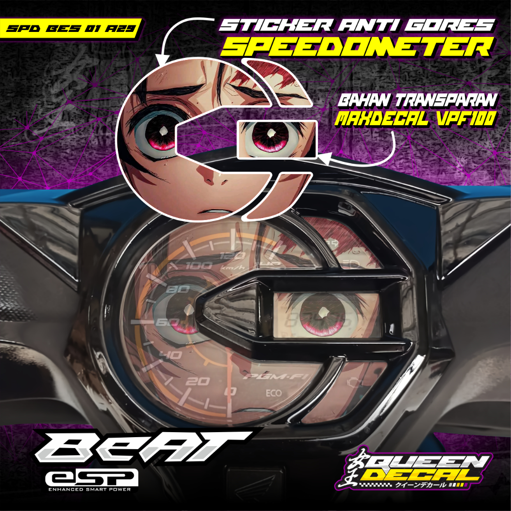Stiker Transparan Speedometer Beat Esp 2016-2019 Desain Terbaru - Speedometer Beat ESP Sudah Cutting