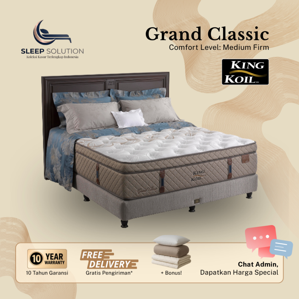 KING KOIL GRAND CLASSIC I Kasur Spring Bed | Matras Premium | 100x200, 120x200, 160x200, 180x200, 20