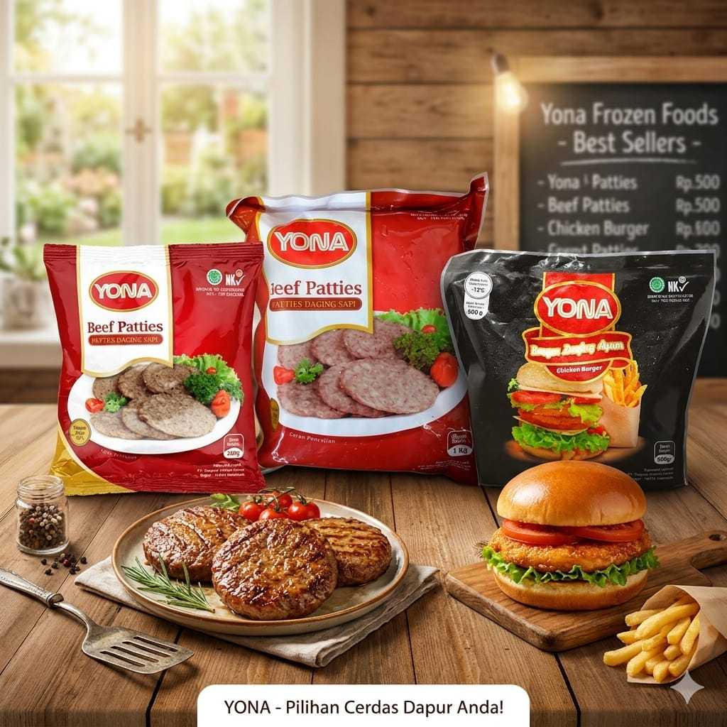Yona Beef Patties 1Kg | Yona Chicken Burger | Yona Patties Daging Sapi 500Gr | Daging Burger Sapi & 