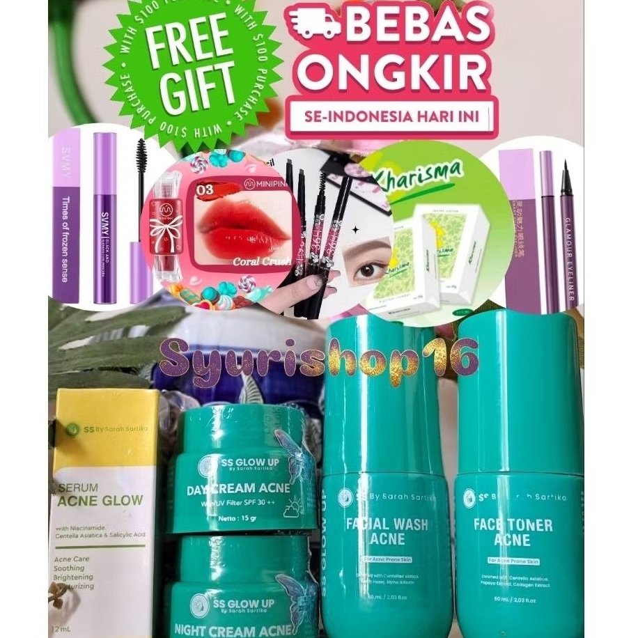 Sepaket Serum Acne (Jerawat) Dosting Free Kapas SS Glow Up by Sartika Diman Skincare