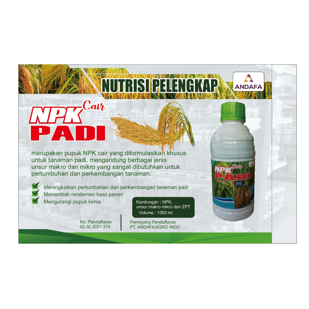 NPK Cair Padi 1 Liter Pupuk Padi Terbaik NPK Padi ANDAFA NPK Formulasi Khusus Padi Pupuk Daun Cair I