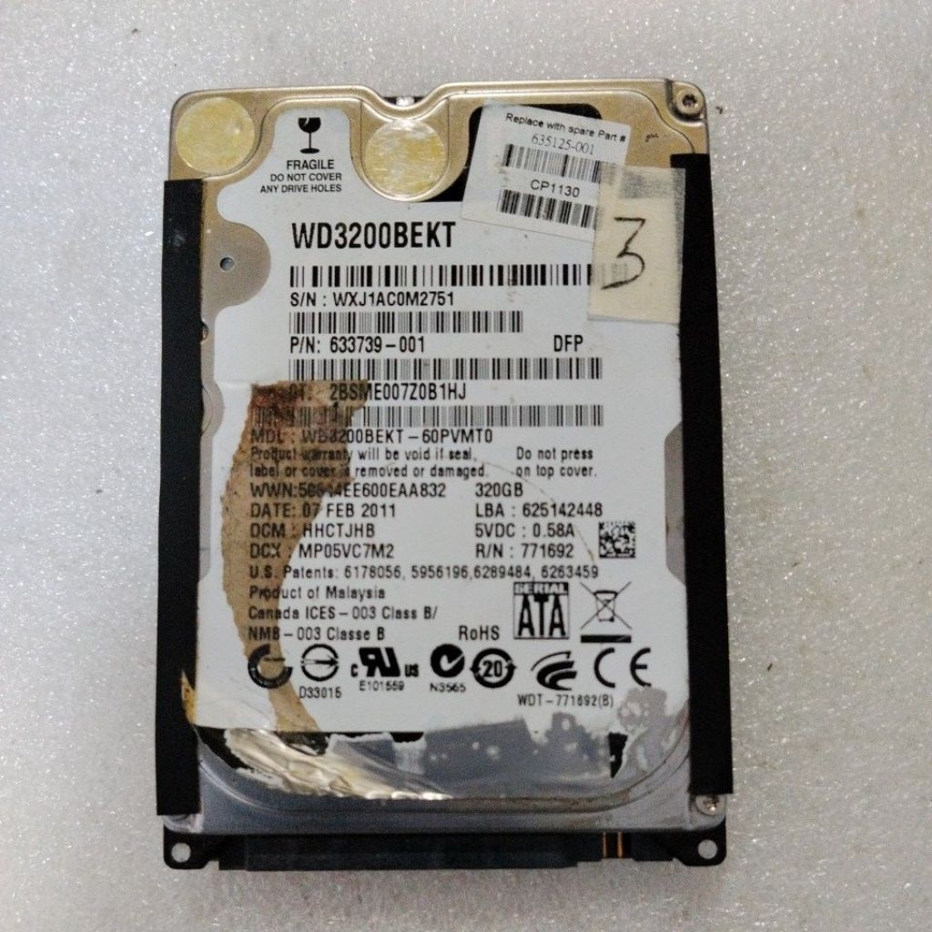 harddisk laptop rusak merk WD