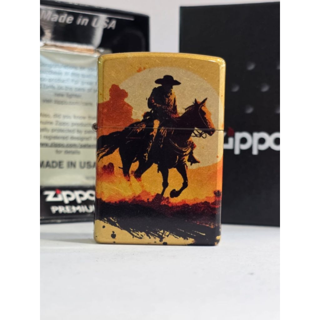 Original Zippo Cowboy On Horse Design 5 sisi 47143