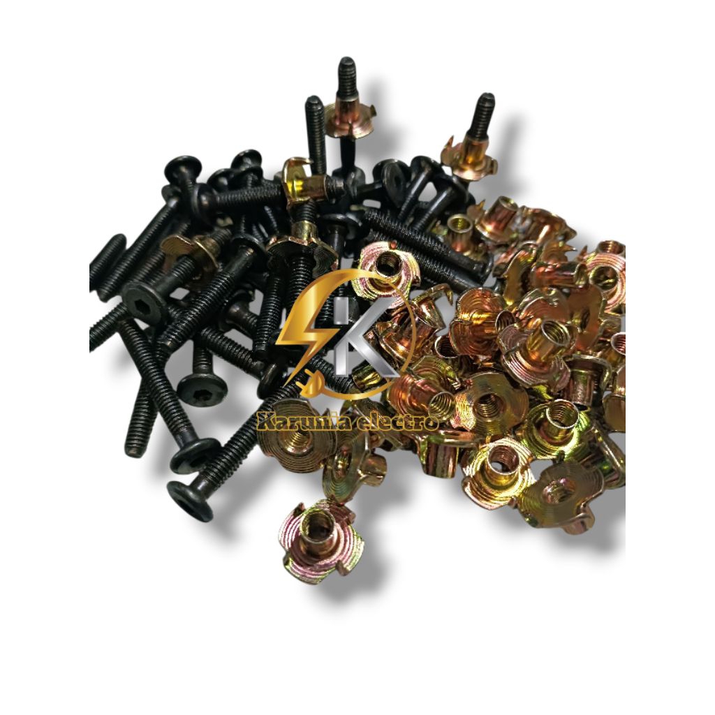 10 Pasang Baut cakar + mur ukuran 3cm / baut spiker 3cm M6x30