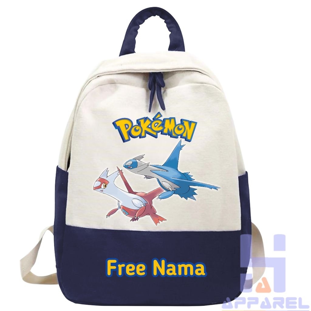 TAS RANSEL ANAK KARAKTER POKEMON LATIAS LATIOS FREE NAMA