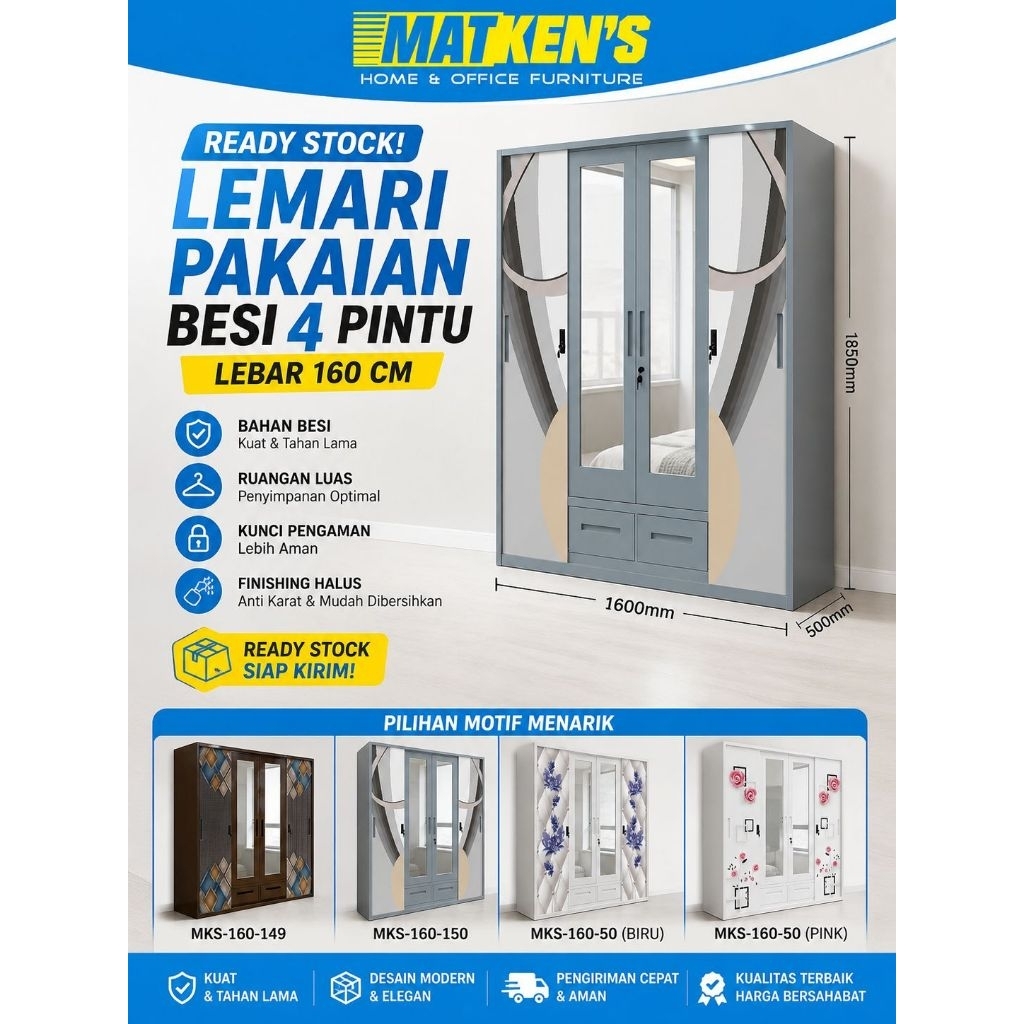 Lemari Besi Tebal 4 Pintu Sudah dirakit khusus Ngawi, Madiun, Caruban dan Magetan