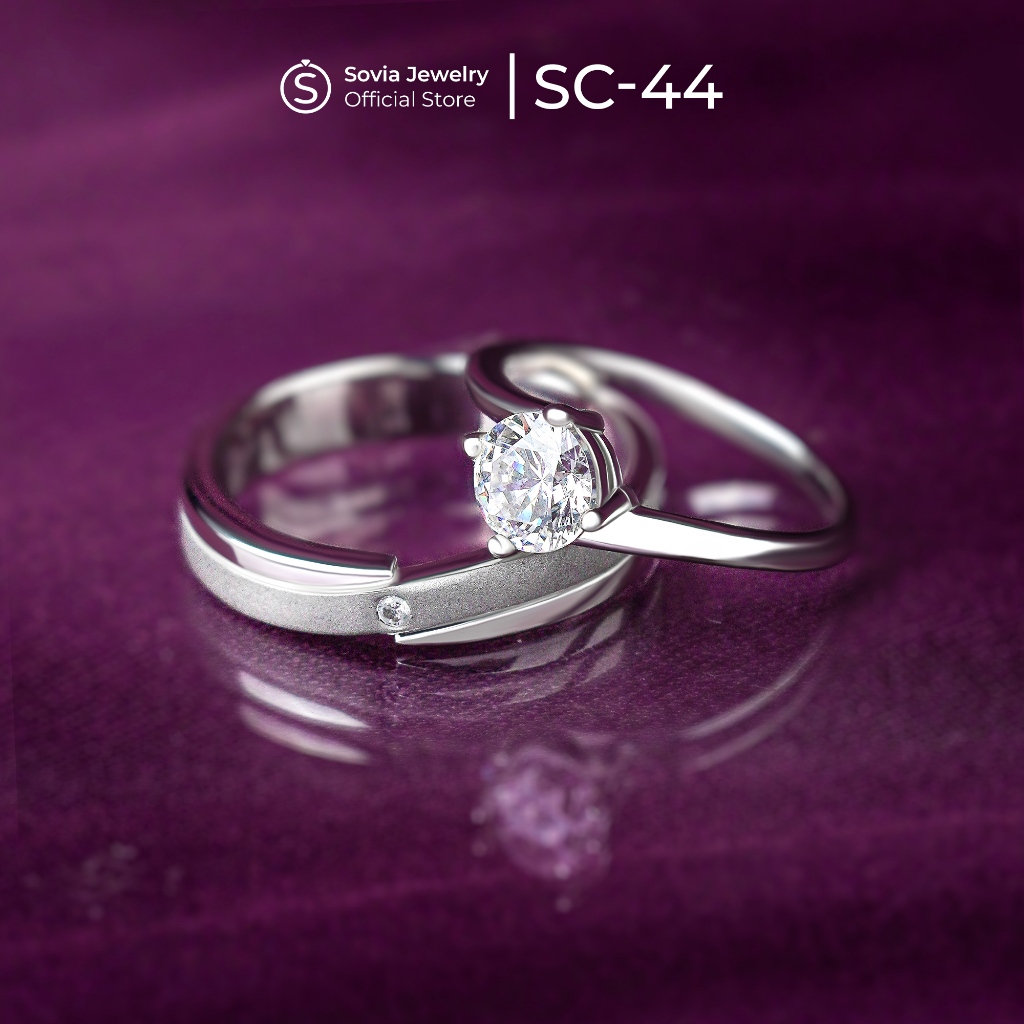 Sovia Jewelry - Cincin Couple Tunangan Lamaran Nikah Bahan Silver Model SC-44