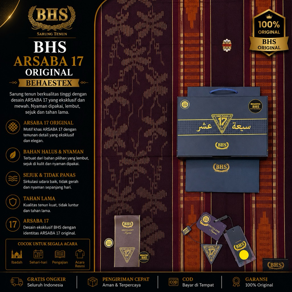 Sarung BHS 17 Songket Jacquard Original Behaestex Terbaru