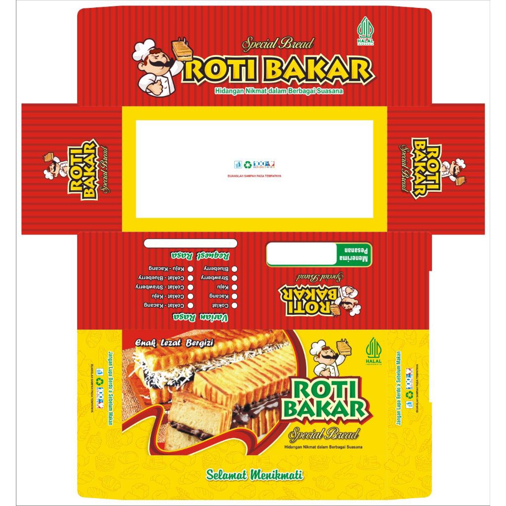 Dus Roti Bakar Laminasi Ukuran 20x9x7 Cm Isi 100 Pcs / Box Roti Bakar