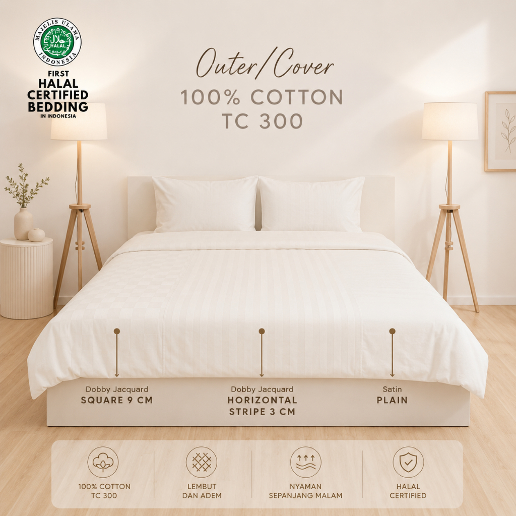 Outer Duvet Duvet Cover Quilt Cover Sarung Selimut 100% Cotton 300 TC Hotel Collection