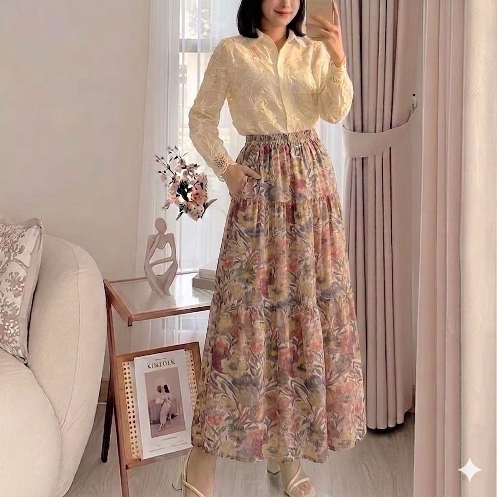 ROK MOTIF ETNIC RAYON / ROK BATIK MAYUNG JUMBO TERBARU