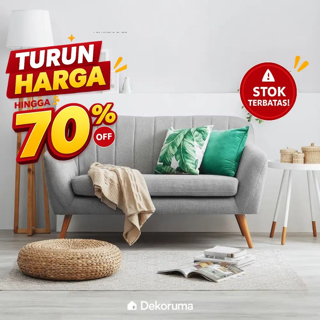 Dekoruma JUN Sofa Tamu Minimalis 2 Dudukan Kain / Sofa 2 Seater Kain - Abu-abu Muda