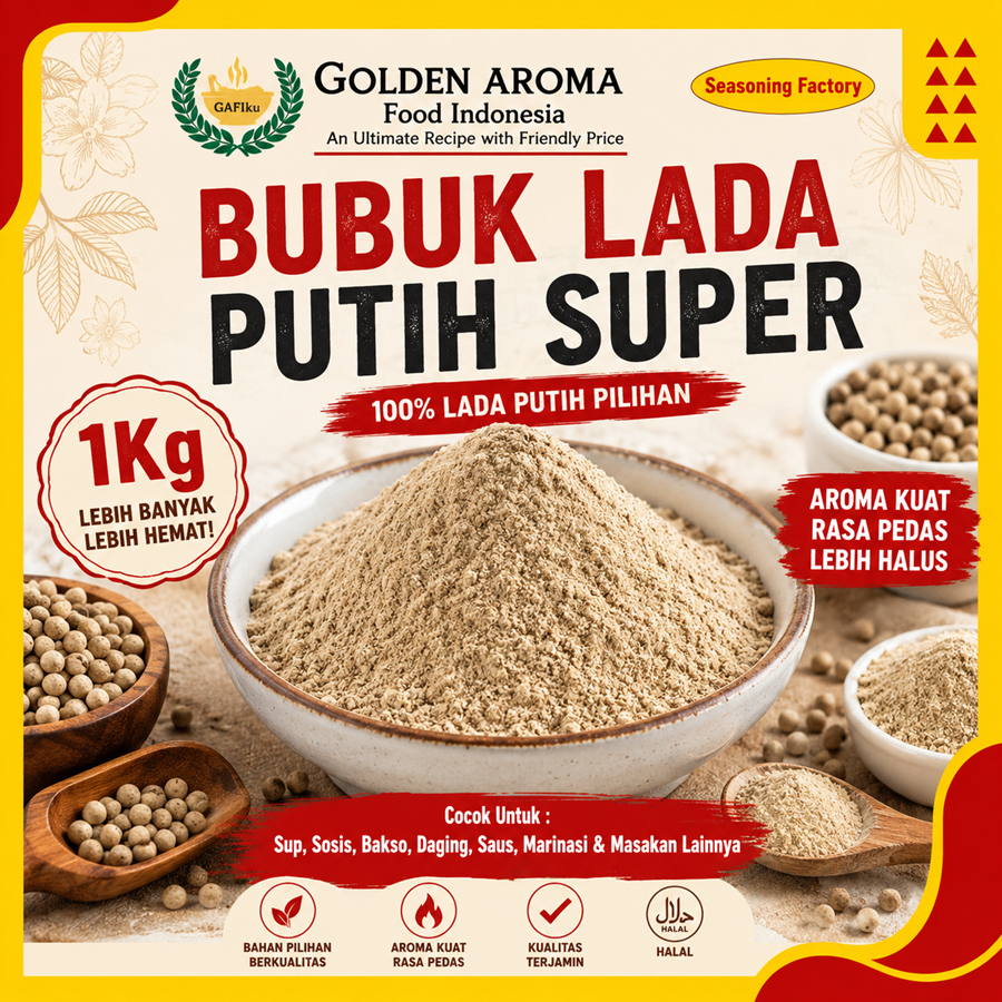 Bubuk Lada Putih Super 1 Kg Super White Pepper Powder Serbuk Lada Putih Bubuk Merica Asli 1Kg Golden