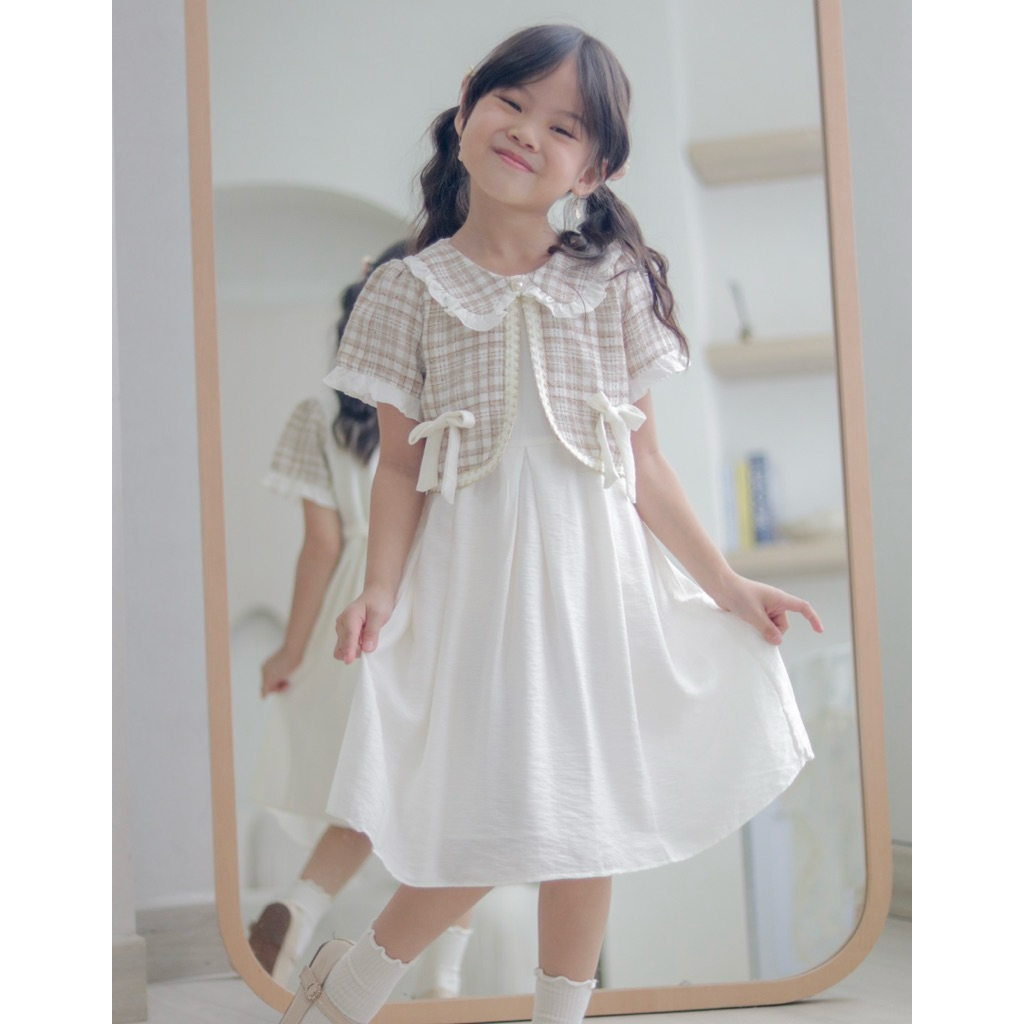 Balloon - Khaki Tweed Dress Anak