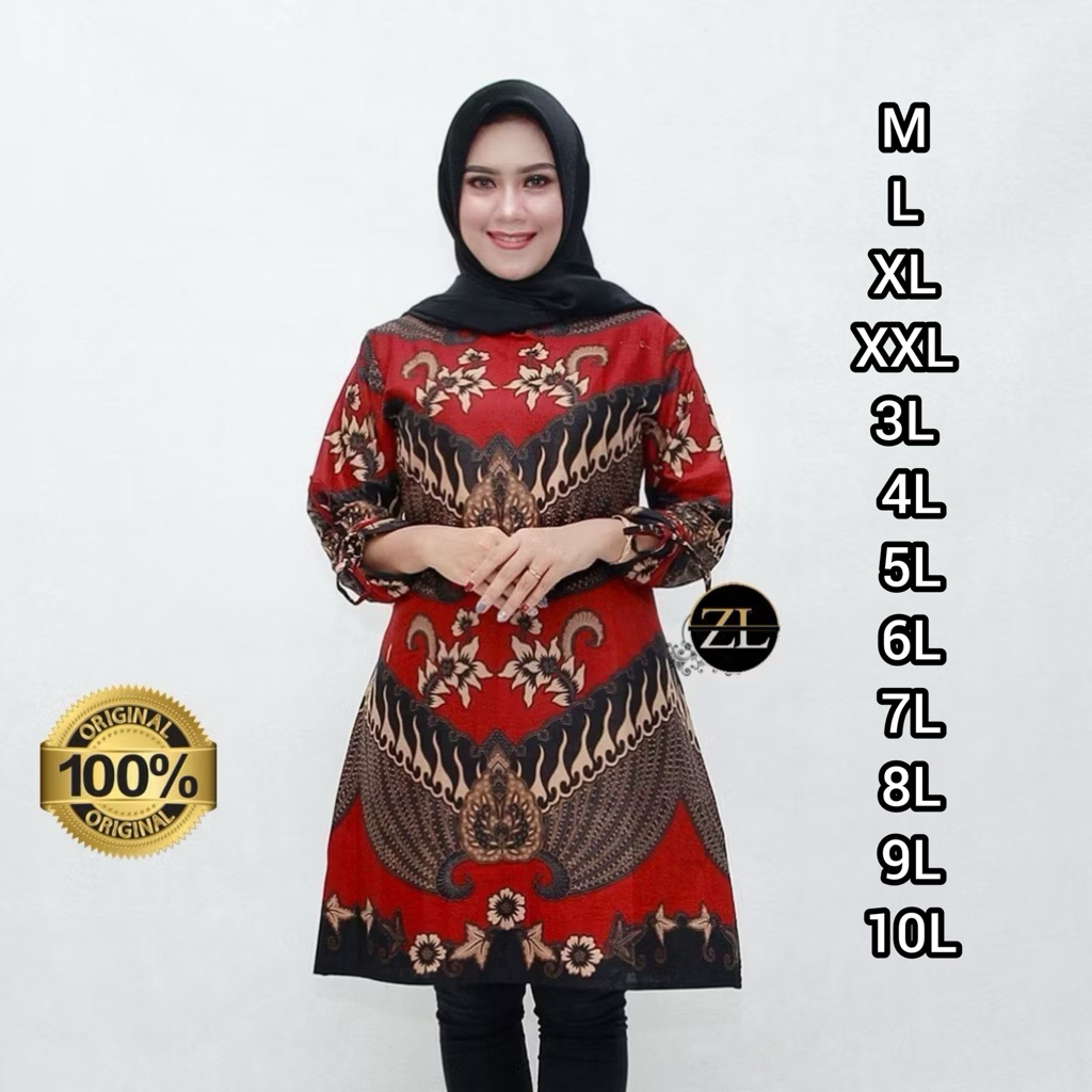 BAJU TUNIK BATIK JUMBO LD 120 Atasan Batik Dolby Dolbi Dobby Doby Tenun Sutra Tulis Halus Katun ATBM