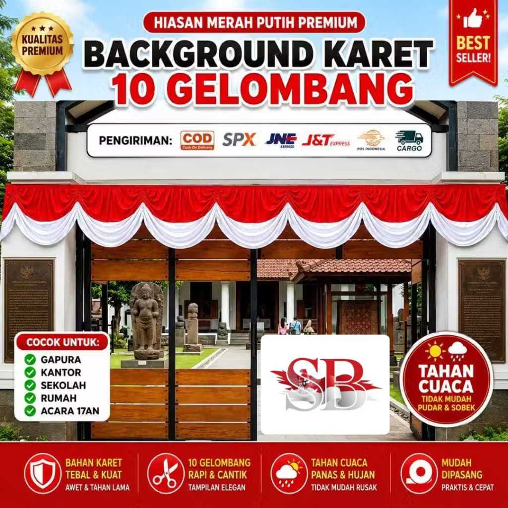 BENDERA BACKGROUND KARET MERAH PUTIH BACKGROUND  GEDUNG MERAH PUTIH KARET