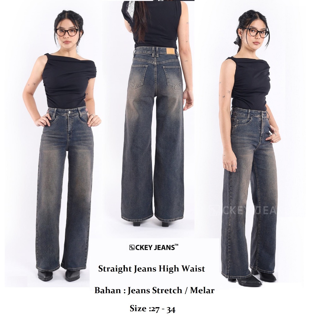 Ckey Straight Jeans High Waist / Loosev Jeans Highwaist / Ckey Jeans