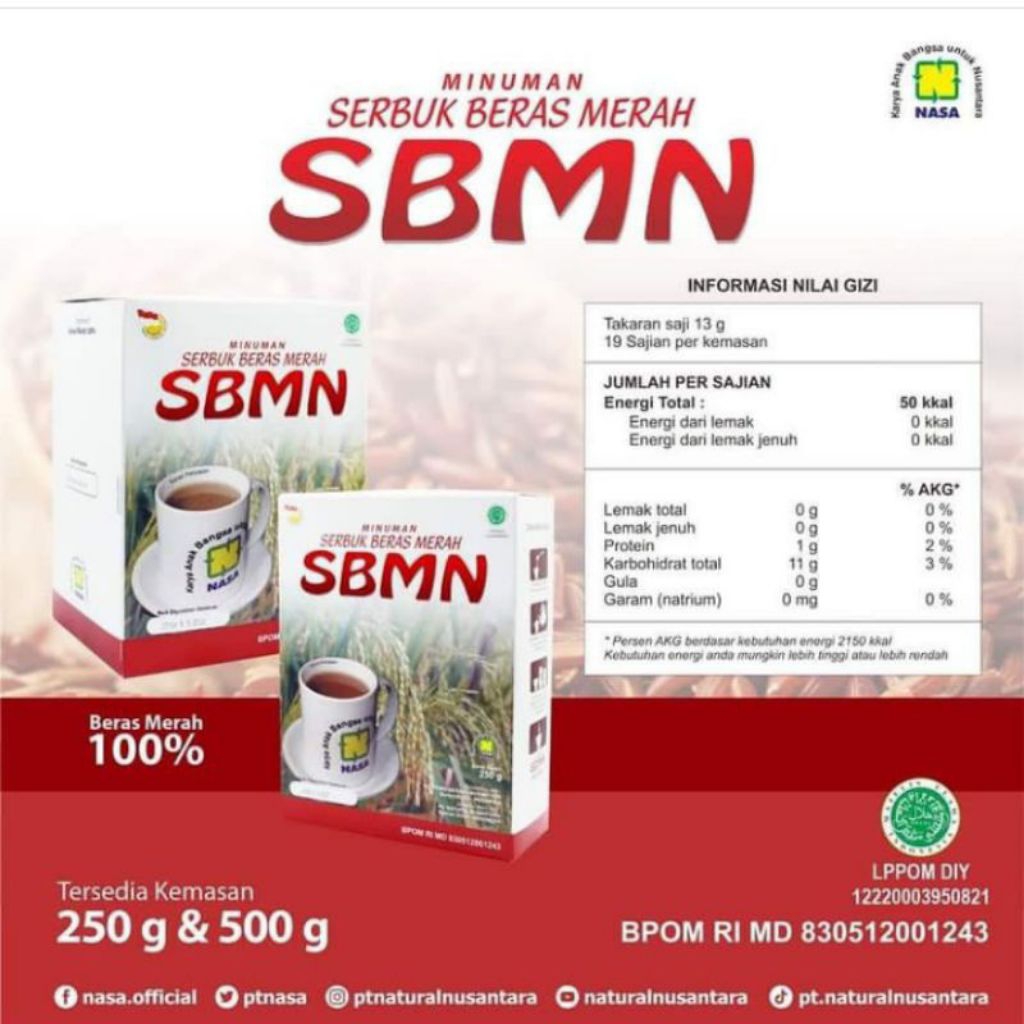 SBMN NASA Serbuk beras merah untuk asam lambung