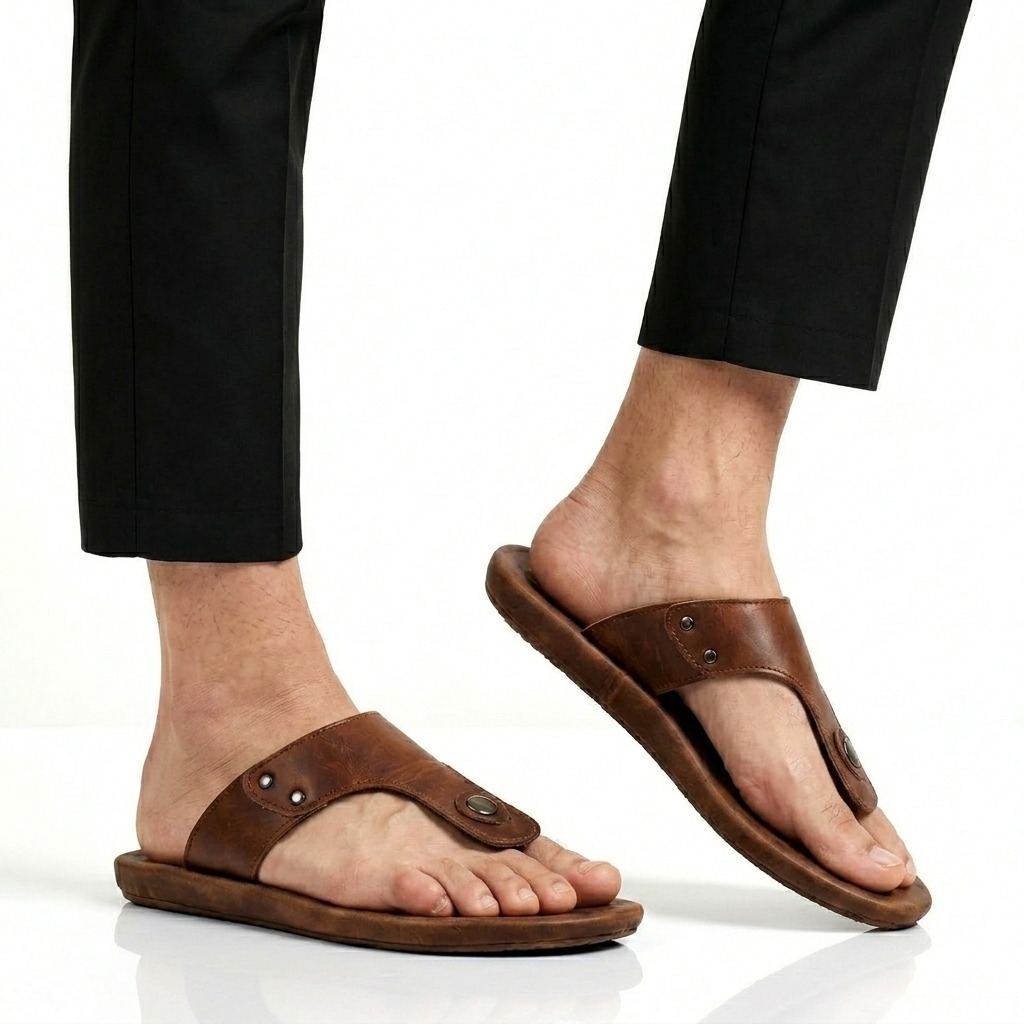ABRHM CLOVER Sandal Jepit Pria Sandal Pria Kulit Asli Sandal Cowok Keren Sendal Cowo Kekinian Ori