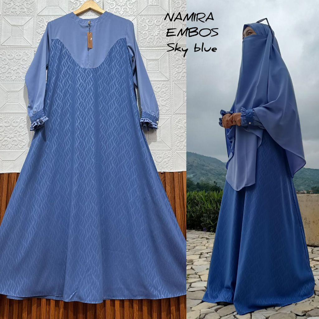 Hanamu Dress Namira Dress Gamis Embos Wolpis Kombinasi Wolpis Polos Forzaleta