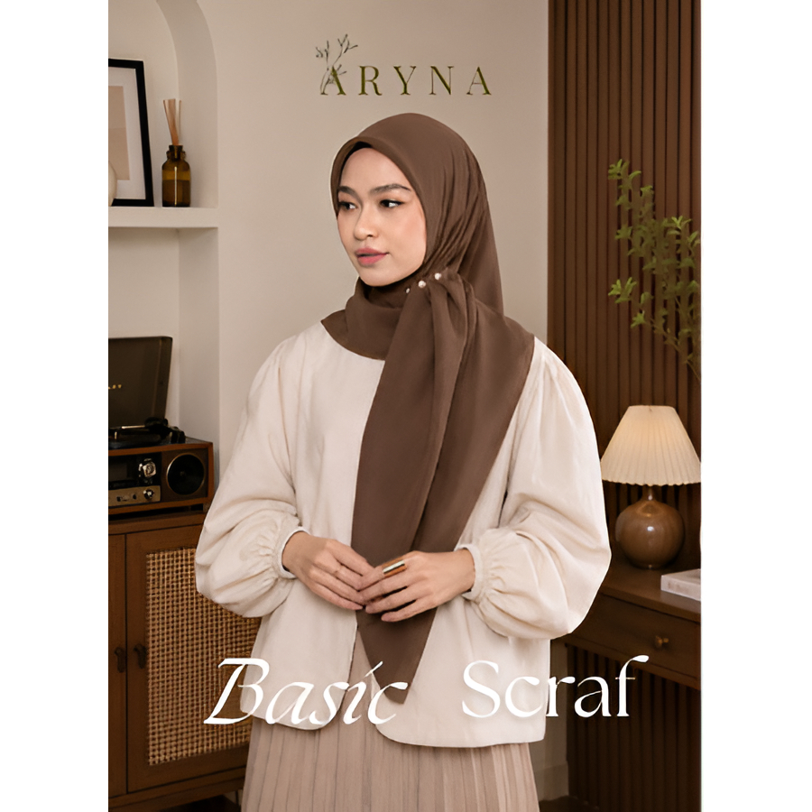 Aryna - Hijab Segiempat  BASIC SCRAF POLYCOTTON PERMIUM Kain Hijab Berkualitas Tinggi untuk Penampil
