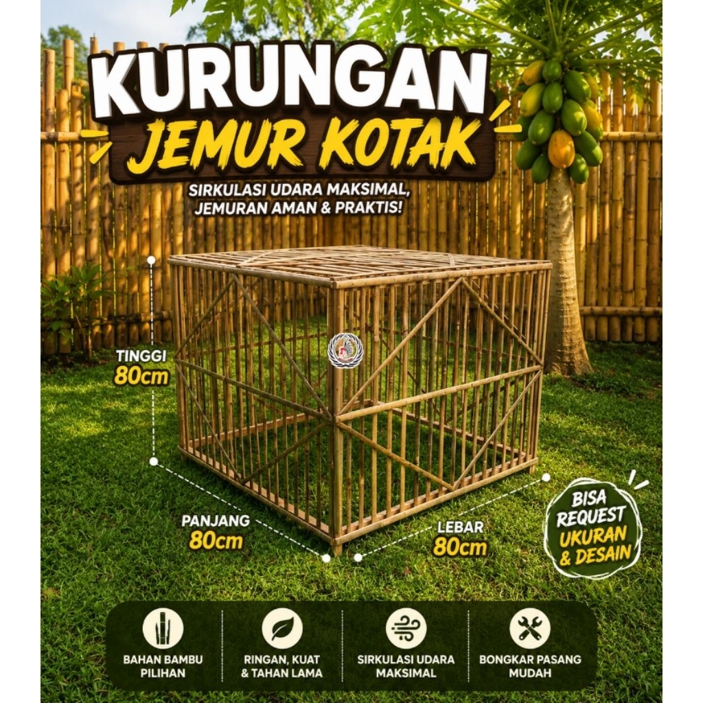 Kurungan jemur ayam bongkar pasang. kandang jemur kotak