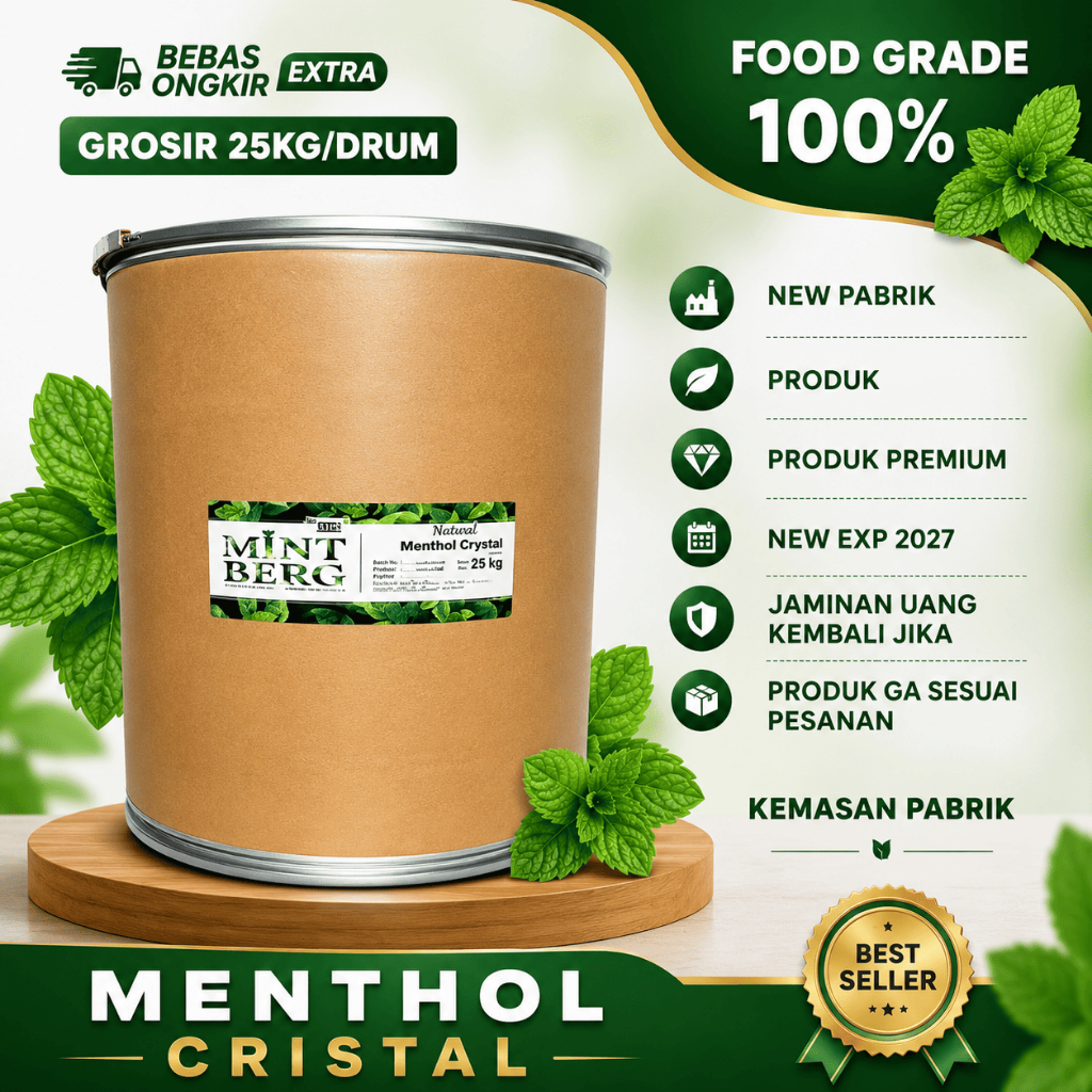 MENTHOL CRYSTAL 1 DRUM 25KG GROSIR KHUSUS