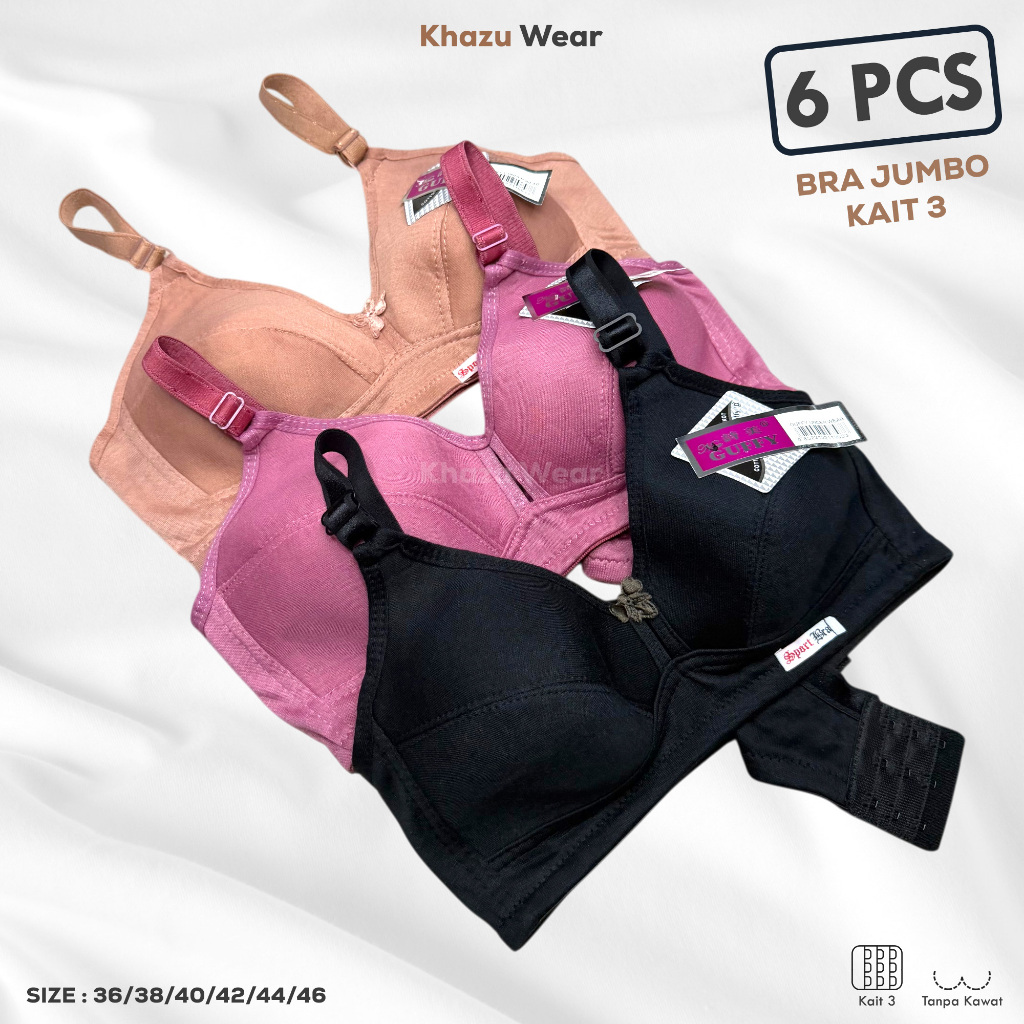 6 PCS BH Sport Bra Jumbo Kait 3 | BH Wanita Besar Jumbo
