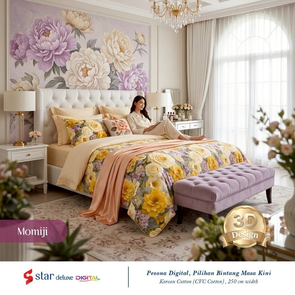 Seprai 3D katun CVC star collection motif momiji (asyha)