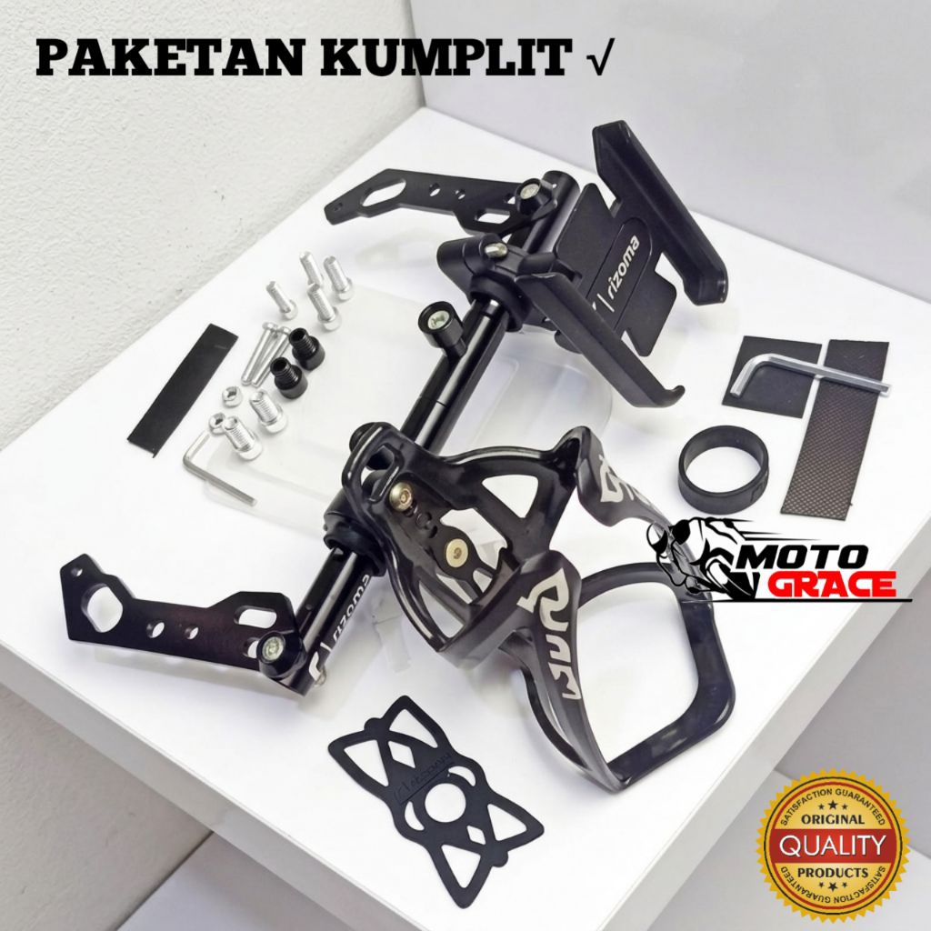 Holder HP Motor Paketan Kumplit + Holder Botol Minum + Stabilizer Antar Spion Motor Nmax, Vario New,