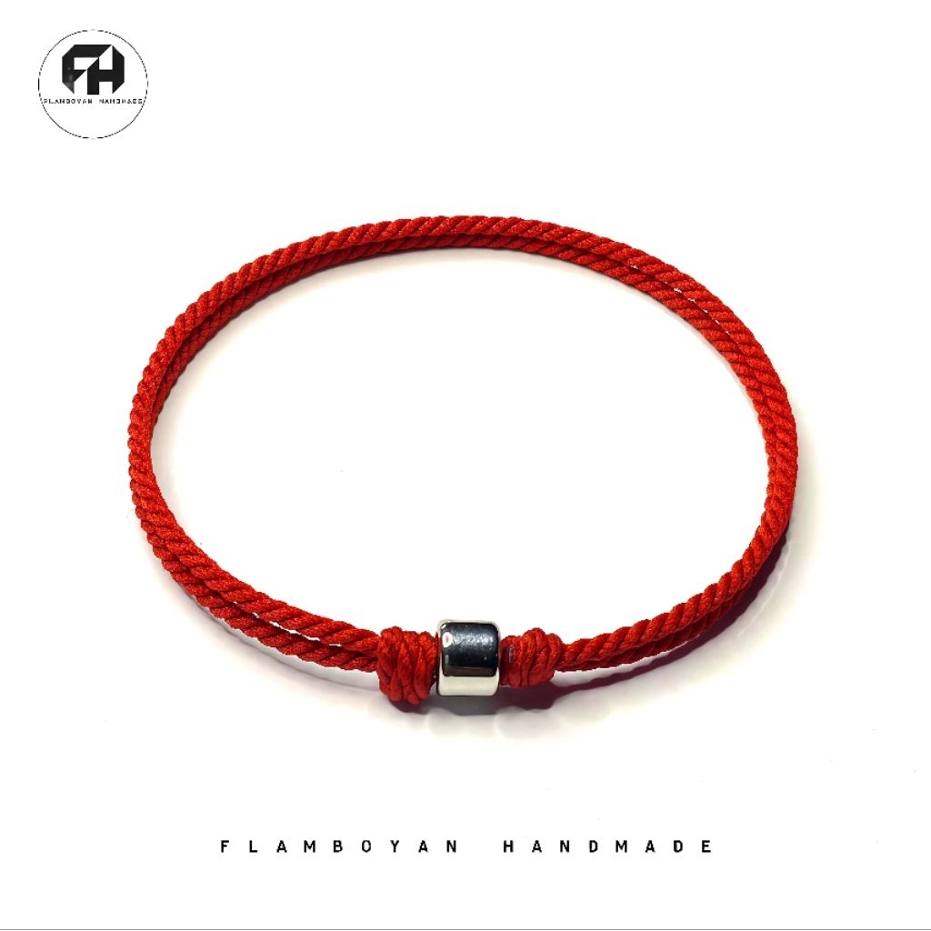 Gelang Tali Fashion Merah Hitam Unisex Ting Titanium