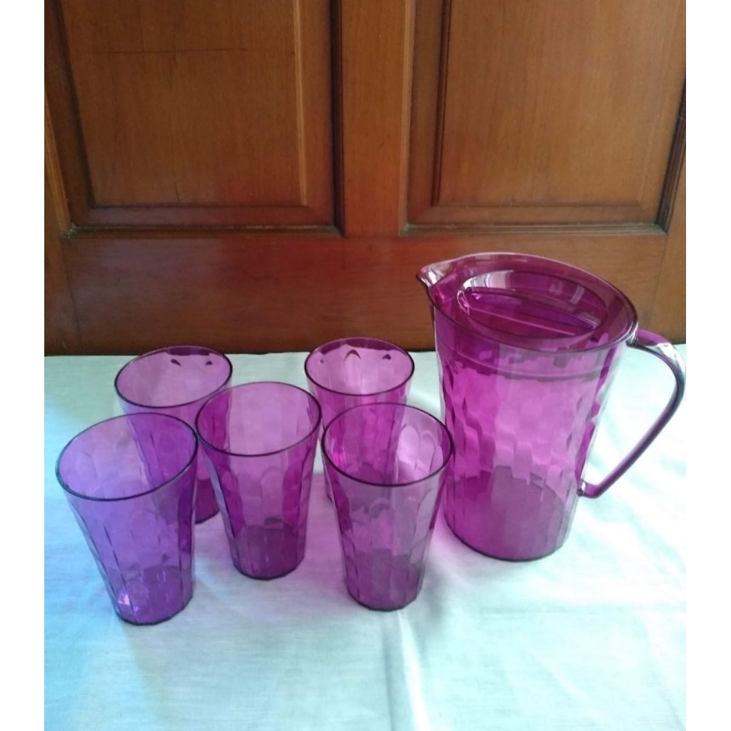 RAJA- PRISM PITCHER & GLASS Teko gelas Kristal ungu Tupperware
