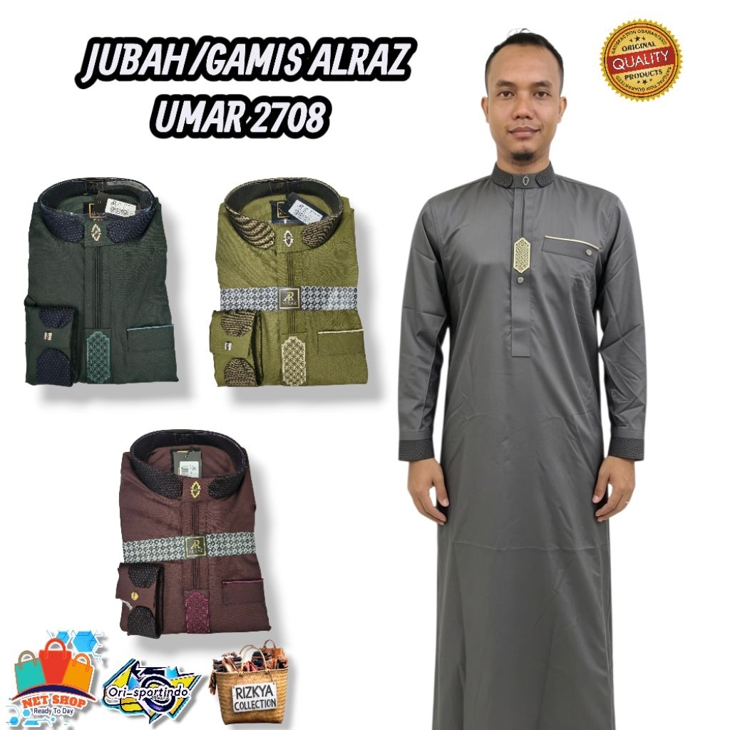 Jubah ALRAZ UMAR 2708 Baju Gamis Pria Muslim Katun Linen
