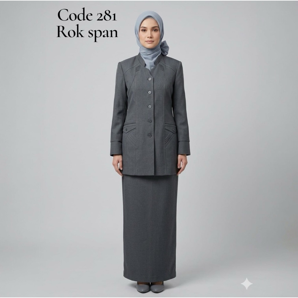 BLAZER BAJU SERAGAM KANTOR WANITA ABU TUA CANTIK GURU BANK KARYAWATI MUSLIMAH MURAH FORMAL