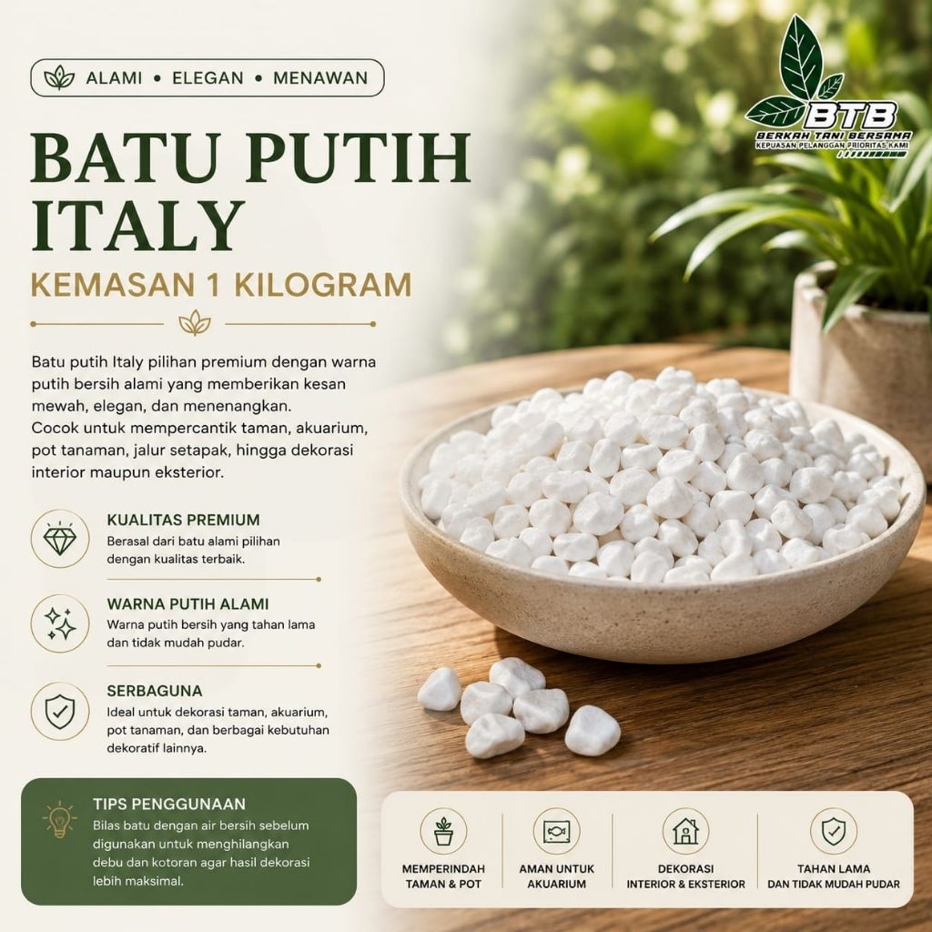 Batu Hias Italy Warna Putih Untuk Aquascape Hiasan Pot Dan Dekorasi Taman Jadi Lebih Elegan