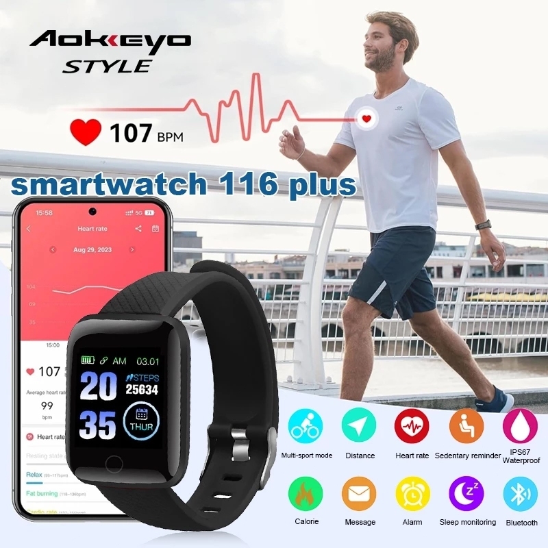 new product aokeyo smartwatch sport 116 plus tahan air bluetooth smart watch pelacak kebugaran