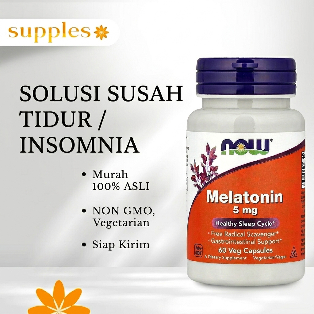 Suplemen Tidur Nyenyak Melatonin NOW Foods Melatonin 5mg 60 Capsules I Suplemen Tidur Nyenyak Atasi 