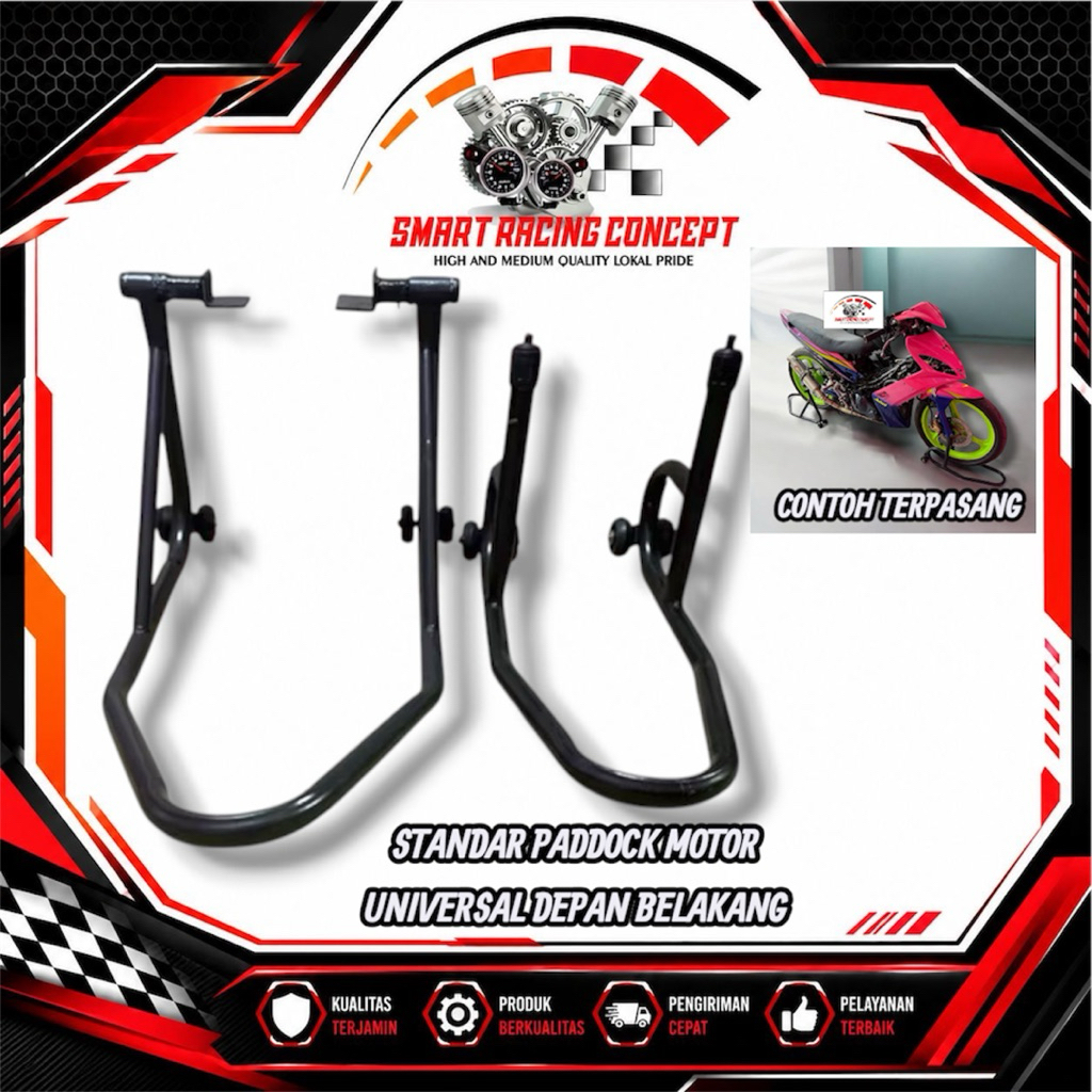 Standar Paddock Fullset Depan Belakang untuk Motor Bebek Universal