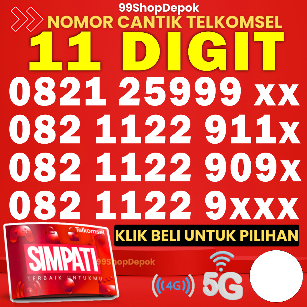 Kartu Perdana Nomor Cantik Telkomsel Simpati 11 Digit - Nomer Cantik Telkomsel 11 Digit - No Cantik 