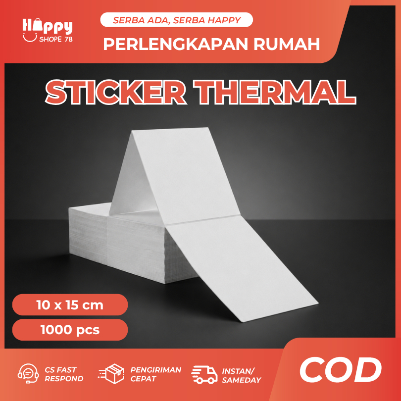 Kertas Label Thermal Ukuran 10x10 cm 10x15 cm Stiker Doff Anti Air