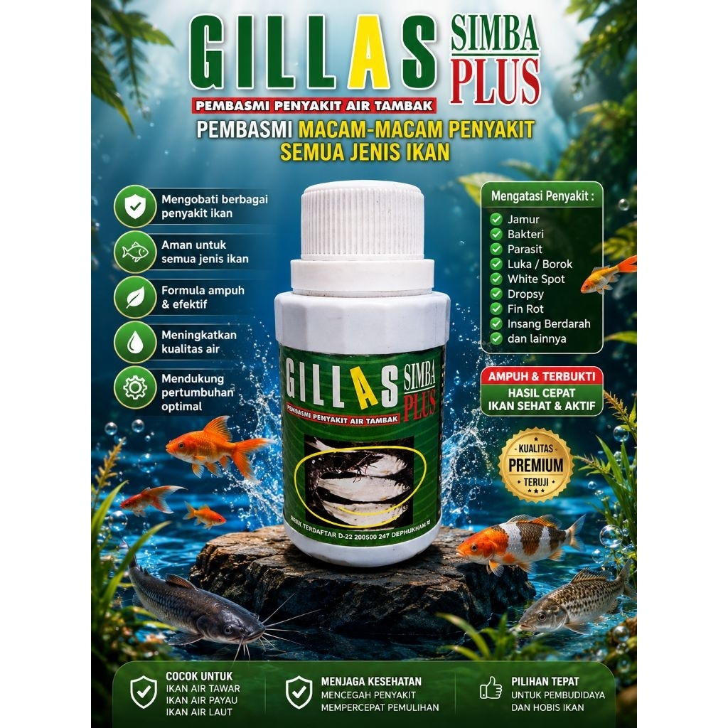 Gillas 100 ml obat ikan sakit gilas obat ikan lele gurame nila patin semua ikan kolam pidas