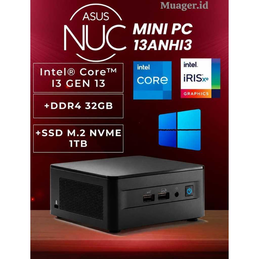MINI PC ASUS NUC i3 GEN 13 FULLSET WIN11 +RAM +SSD| ASUS NUC13ANHi3