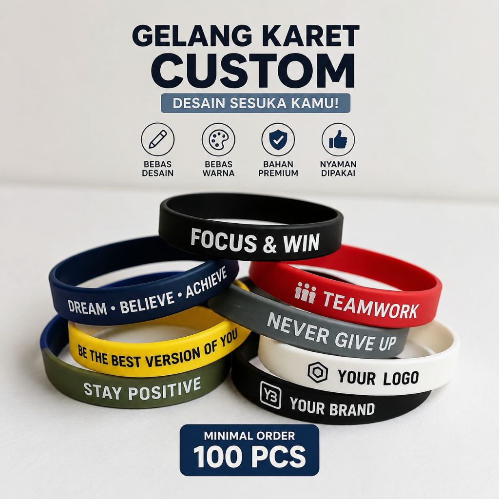 Gelang karet custom (Tanpa biaya molding) custom gelang karet/ motif