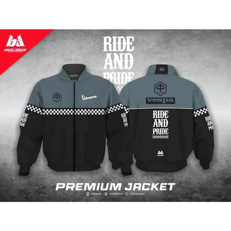 JAKET VESPA PREMIUM RIDE AND PRIDE VINTAGE FULL PRINTING