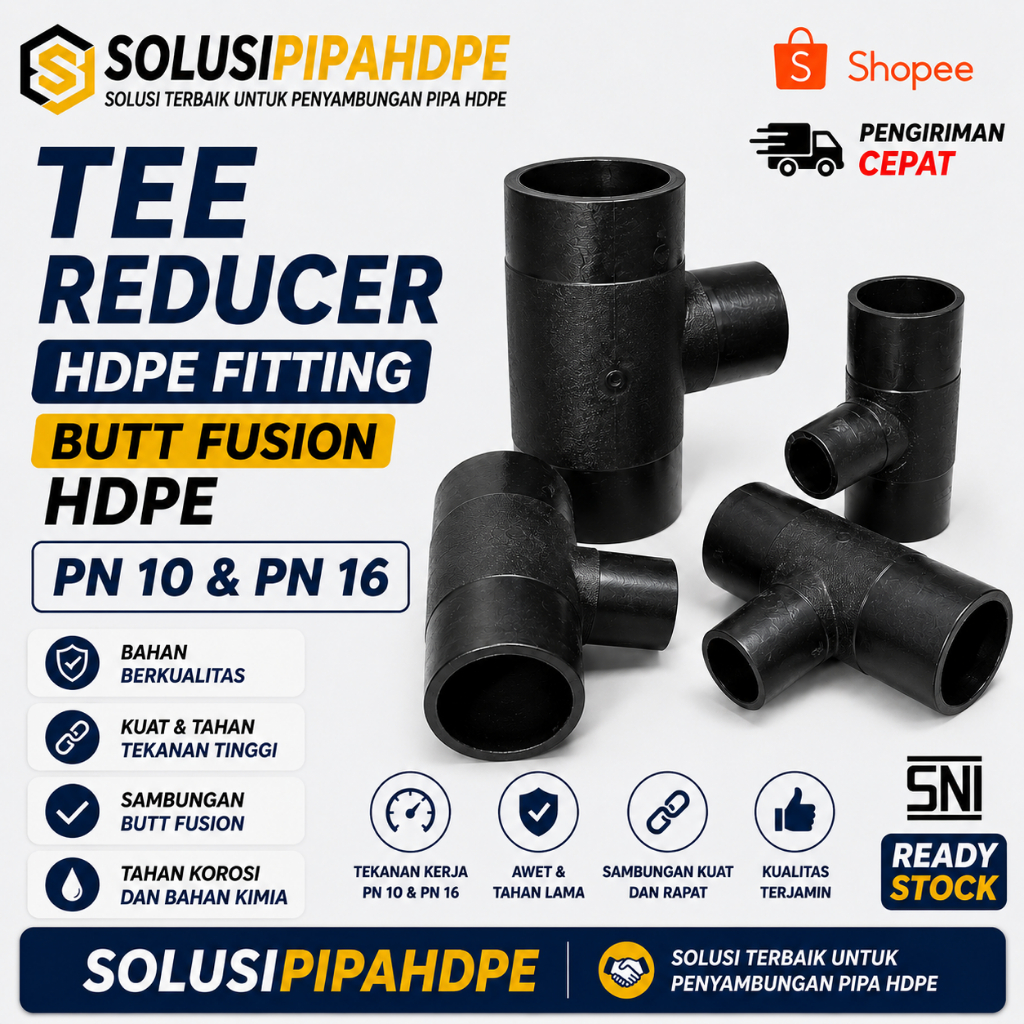 Tee Reducer Hdpe 8 x 6 Inch | Tee Reducer Butt Fusion 200 x 160 mm - Tee reducer PN10 & PN16