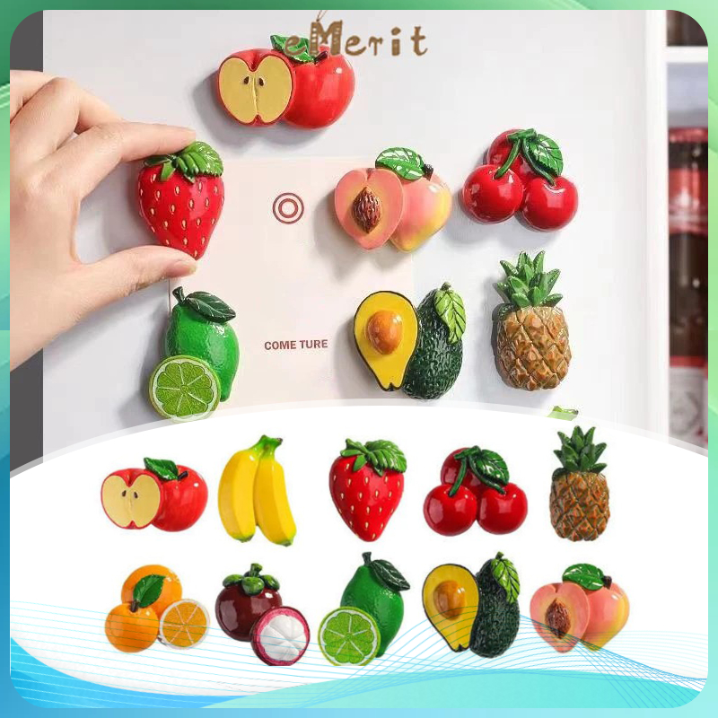 10pcs/Set Magnet Simulasi Buah Resin Magnet Kulkas Magnet Magnet Buah-Buahan Magnet Lucu Buah