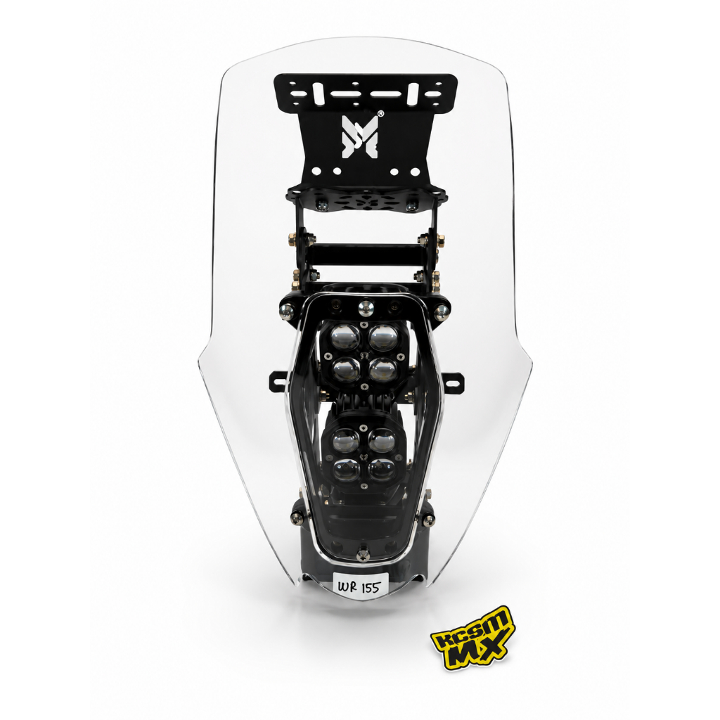 Navigation Tower Makadam Yamaha WR 155 Set Lengkap Lampu LED Bracket Laser Cut Windshield