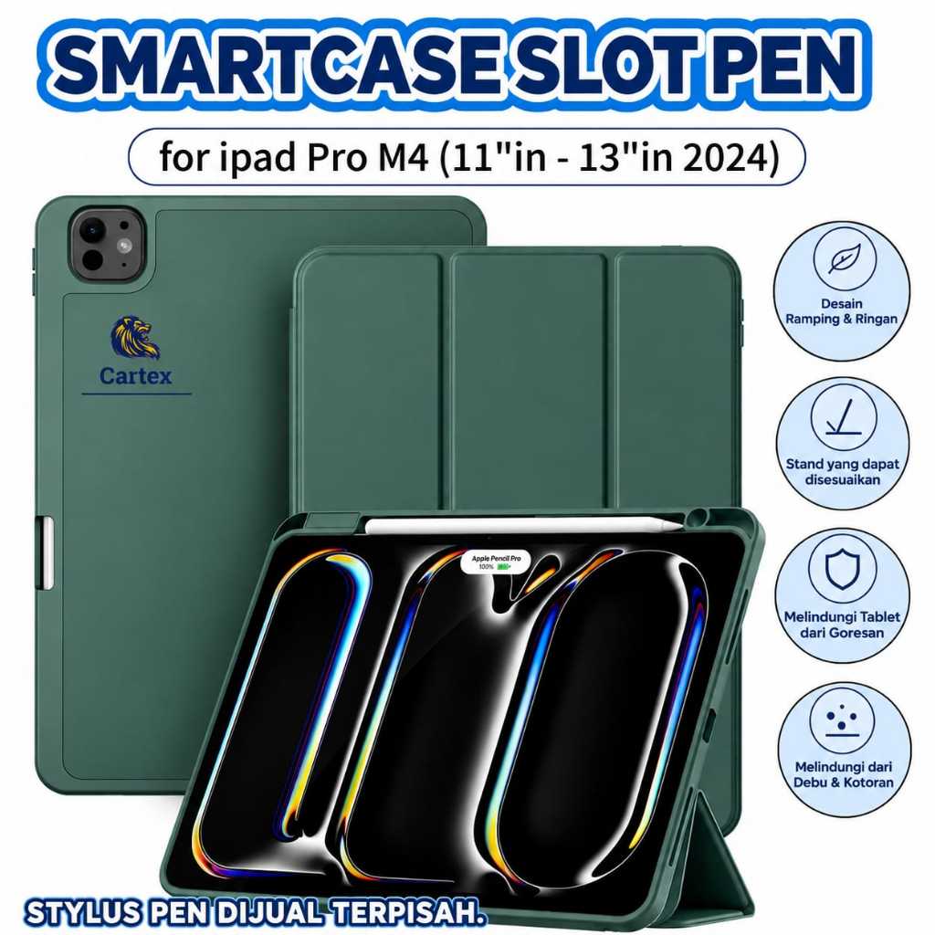 Smartcase Slot Pen ipad Pro M4 11"inch 13"inch 2024 / case ipad pro m4 / casing ipad pro m4 / case i