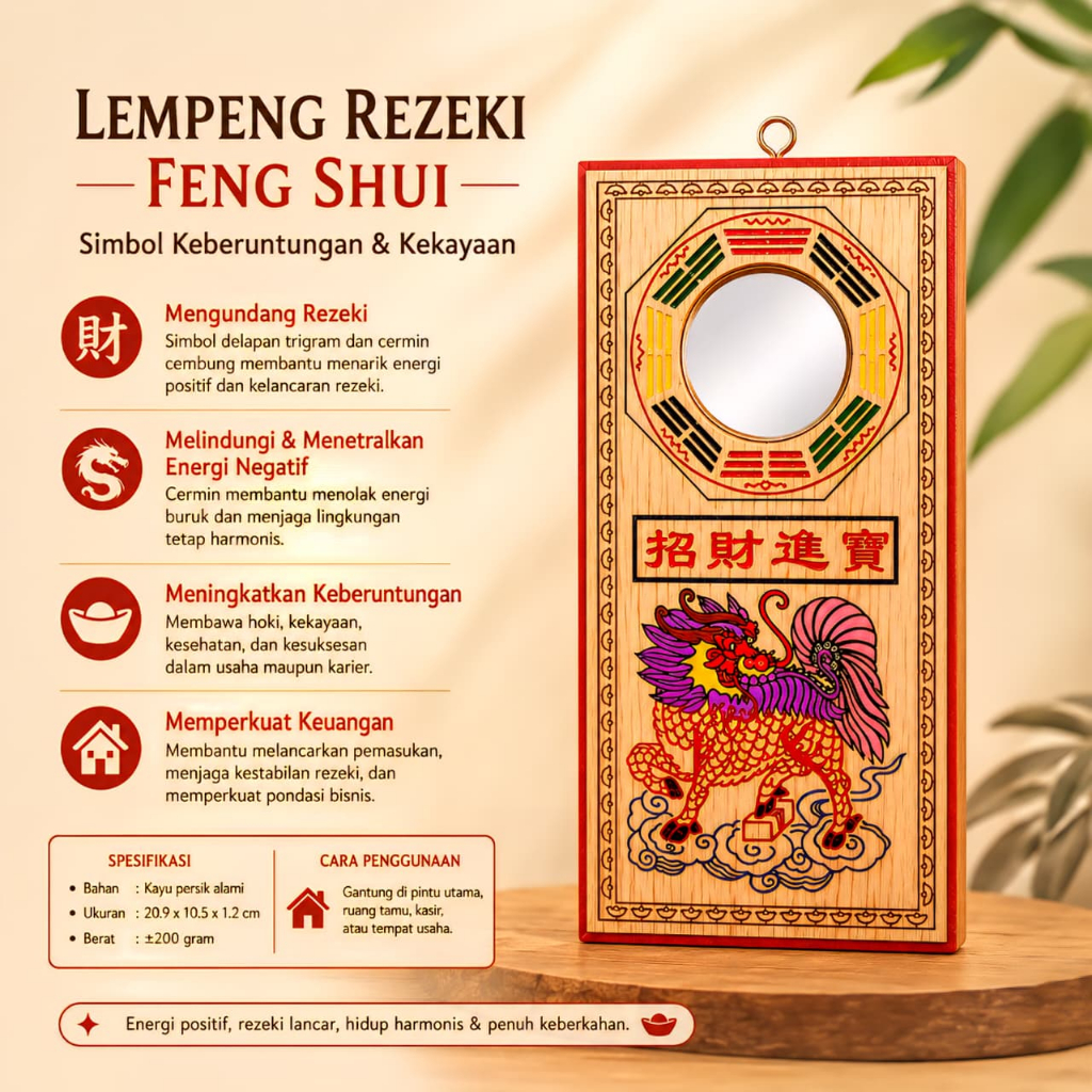 Qilin Kayu Kaca Cermin Patkua Cembung Fengshui Emas Kaca Ba Gua Patkua Cermin Cembung Fengshui