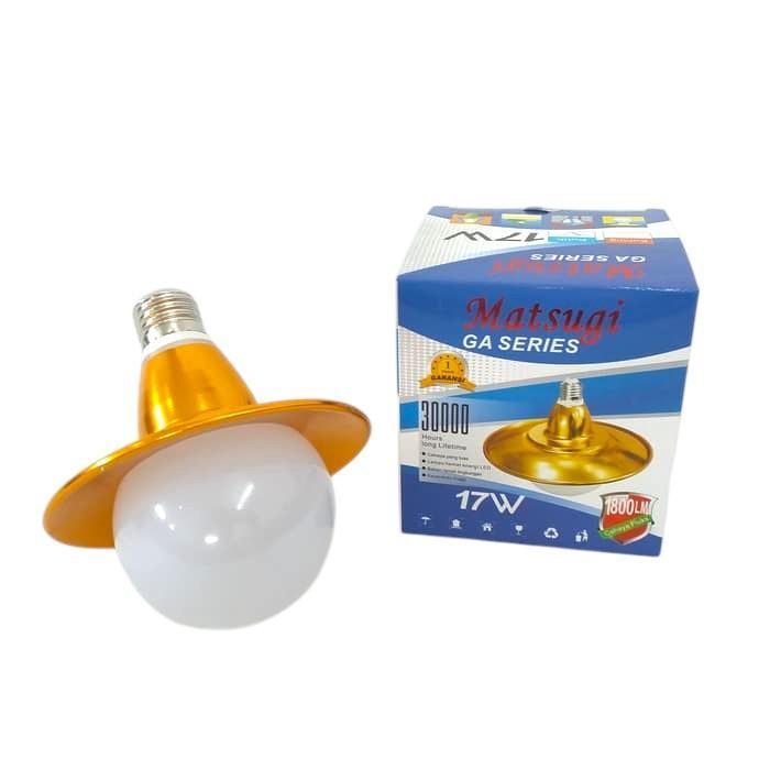 Lampu LED + KAP Matsugi GA Series 17 Watt Bohlam 1800lm Cahaya Putih Cold White Hemat Energi Bulat L